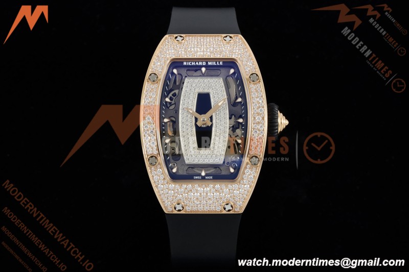 Richard Mille - RM07-01 Rose Gold Snow Set Diamond Blk/RU/Wht Black Onyx ZF Asian CRMA2 | 리차드 밀 - RM07-01 로즈 골드 스노우 세트 다이아몬드 블랙/RU/화이트 블랙 오닉스 ZF 아시안 CRMA2