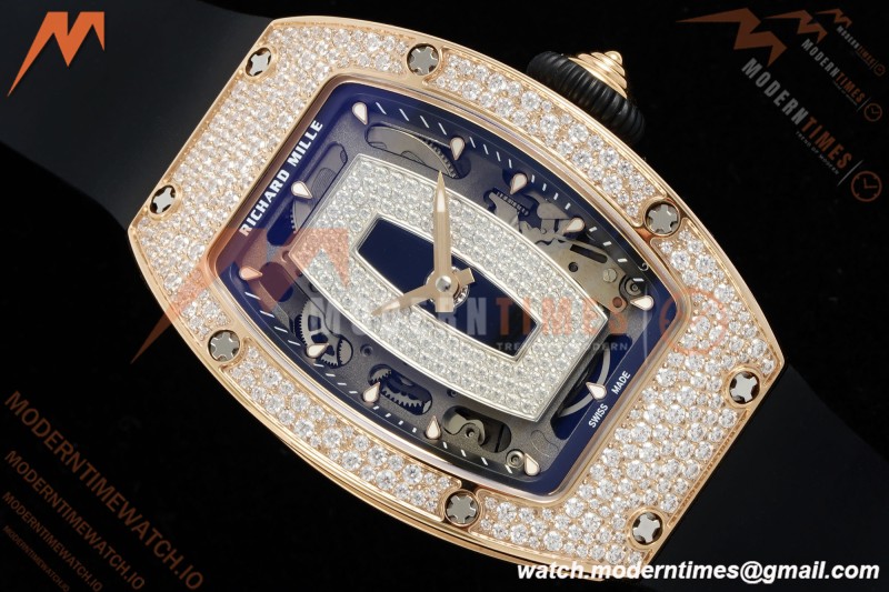 Richard Mille - RM07-01 Rose Gold Snow Set Diamond Blk/RU/Wht Black Onyx ZF Asian CRMA2 | 리차드 밀 - RM07-01 로즈 골드 스노우 세트 다이아몬드 블랙/RU/화이트 블랙 오닉스 ZF 아시안 CRMA2