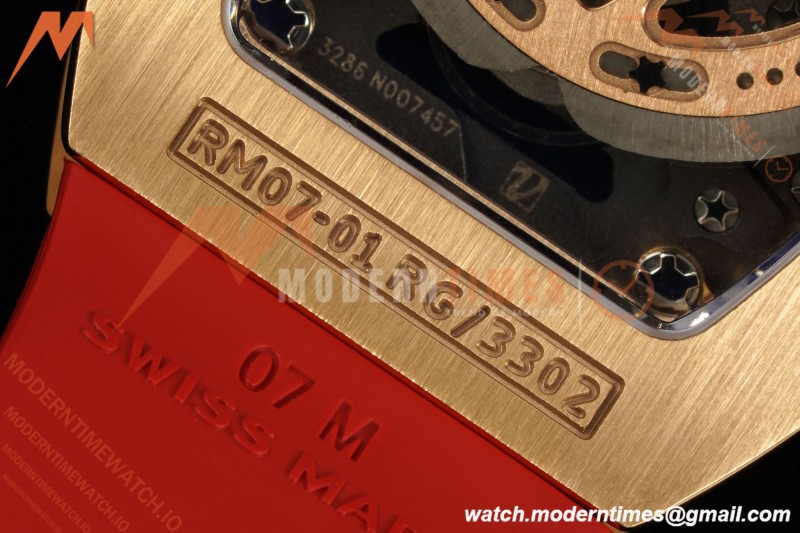 Richard Mille - RM07-01 Ladies Rose Gold Diamond Red/RU/Wht Red Lips ZF Asian CRMA2