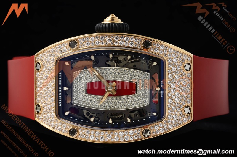 Richard Mille - RM07-01 Ladies Rose Gold Diamond Red/RU/Wht Red Lips ZF Asian CRMA2