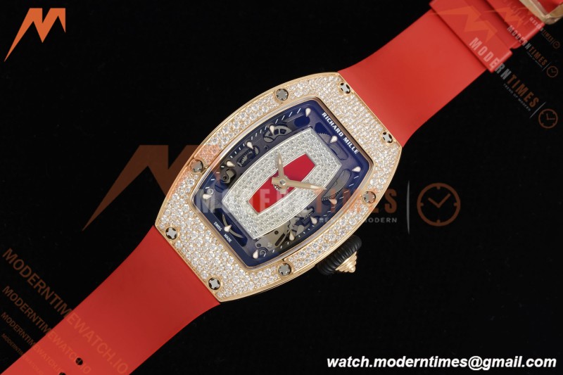Richard Mille - RM07-01 Ladies Rose Gold Diamond Red/RU/Wht Red Lips ZF Asian CRMA2
