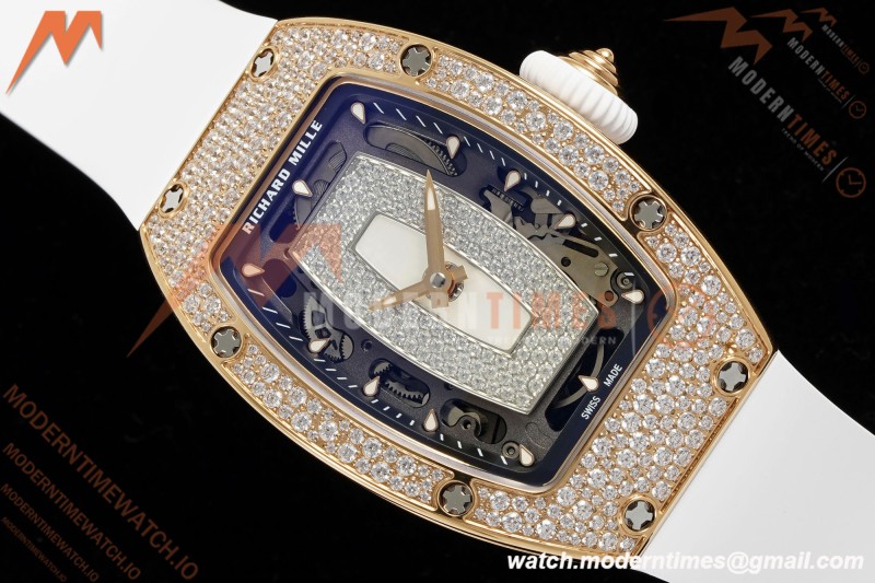Richard Mille - RM07-01 Rose Gold Snow Set Diamond Wht/RU/Wht White Mop ZF Asian CRMA2