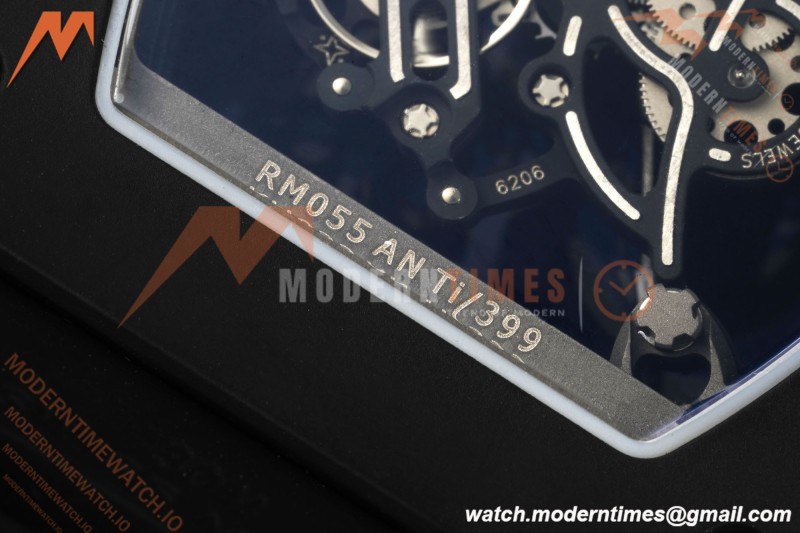 Richard Mille - RM055 Custom Made Free Sprung Black CER/RU Silv/Blk Skeleton ZGF RMUL2