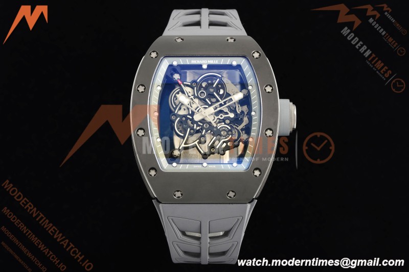 Richard Mille - RM055 Custom Made Free Sprung Gray CER/RU Black Skeleton ZGF RMUL2 | 리차드 밀 - RM055 커스텀 메이드 프리 스프링 그레이 CER/RU 블랙 스켈레톤 ZGF RMUL2