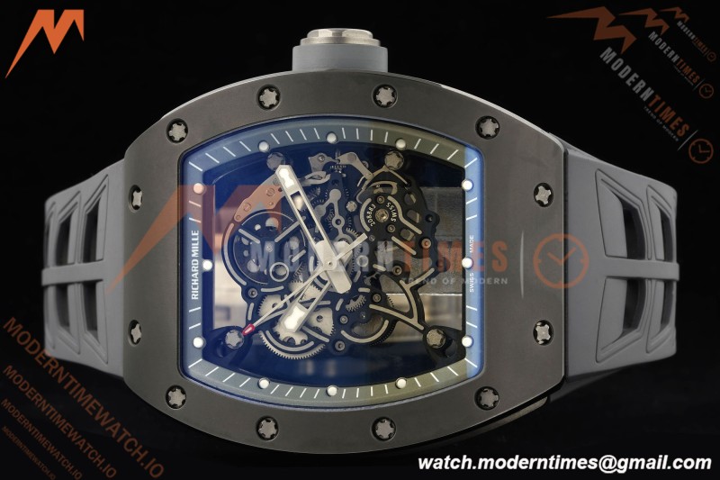 Richard Mille - RM055 Custom Made Free Sprung Gray CER/RU Black Skeleton ZGF RMUL2 | 리차드 밀 - RM055 커스텀 메이드 프리 스프링 그레이 CER/RU 블랙 스켈레톤 ZGF RMUL2