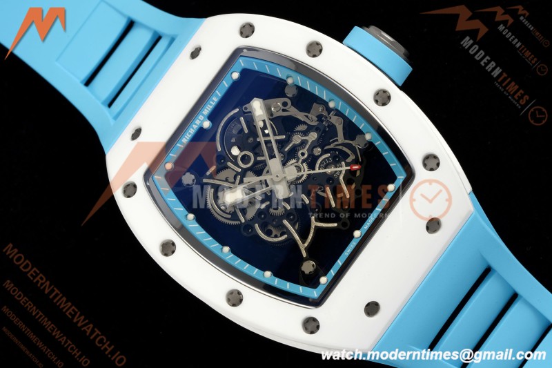 Richard Mille - RM055 Bubba Watson Japan Edition CER/RU Wht/Blu Rehaut Skeleton APSF RMUL2