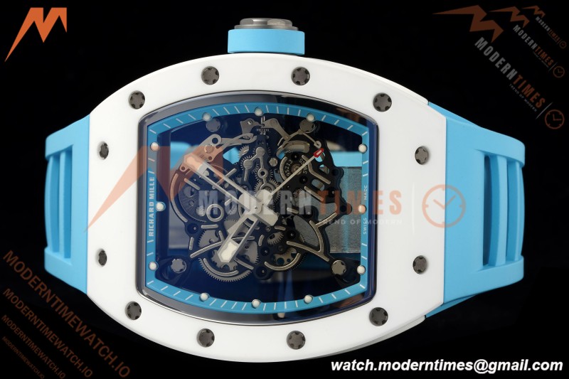 Richard Mille - RM055 Bubba Watson Japan Edition CER/RU Wht/Blu Rehaut Skeleton APSF RMUL2