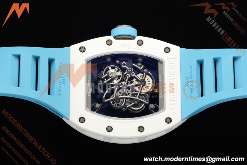 Richard Mille - RM055 Bubba Watson Japan Edition CER/RU Wht/Blu Rehaut Skeleton APSF RMUL2