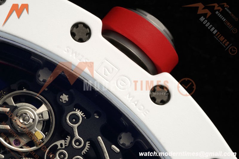 Richard Mille - RM055 Bubba Watson Asia Edition CER/RU Wht/Red Rehaut Skeleton APSF RMUL2