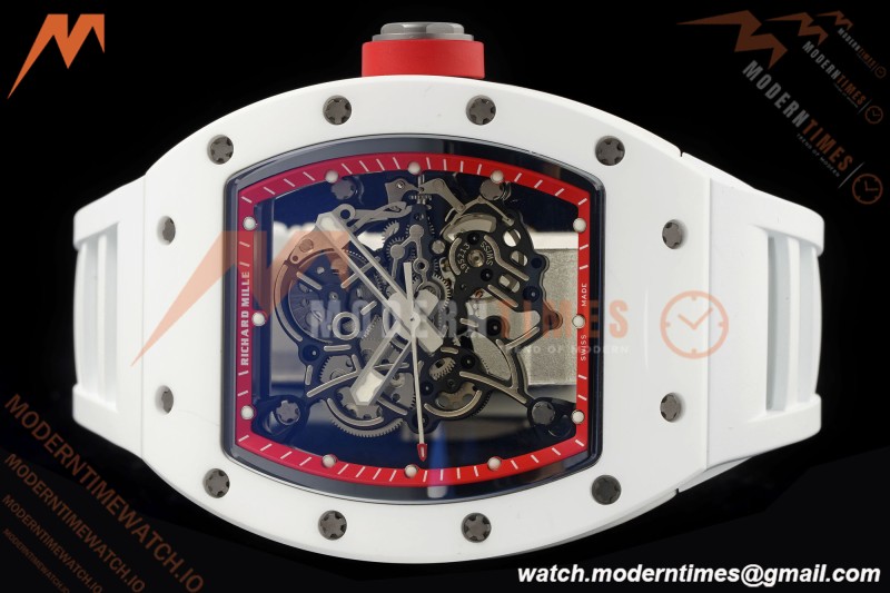 Richard Mille - RM055 Bubba Watson Asia Edition CER/RU Wht/Red Rehaut Skeleton APSF RMUL2
