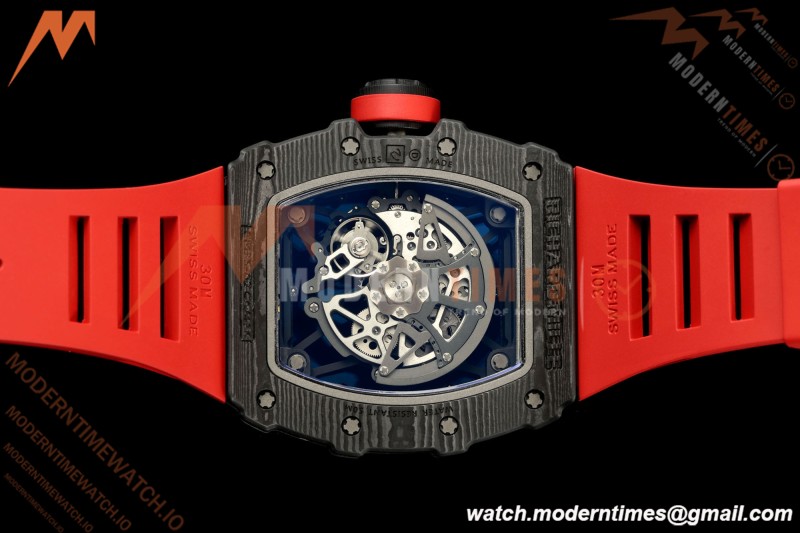 Richard Mille - RM35-02 Custom Made Black NTPT FC/RU Red/Blk Skeleton VPF RMAL1 Free Sprung | Richard Mille - RM35-02 맞춤 제작 블랙 NTPT FC/RU 레드/블랙 스켈레톤 VPF RMAL1 프리 스프링