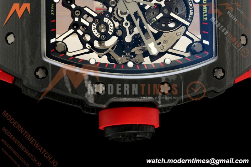 Richard Mille - RM35-02 Custom Made Black NTPT FC/RU Red/Blk Skeleton VPF RMAL1 Free Sprung | Richard Mille - RM35-02 맞춤 제작 블랙 NTPT FC/RU 레드/블랙 스켈레톤 VPF RMAL1 프리 스프링