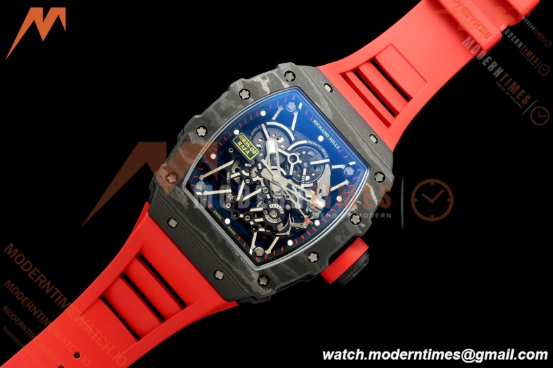Richard Mille - RM35-02 Custom Made Black NTPT FC/RU Red/Blk Skeleton VPF RMAL1 Free Sprung | Richard Mille - RM35-02 맞춤 제작 블랙 NTPT FC/RU 레드/블랙 스켈레톤 VPF RMAL1 프리 스프링