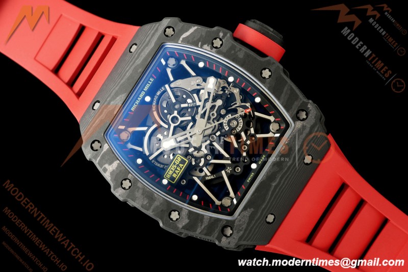 Richard Mille - RM35-02 Custom Made Black NTPT FC/RU Red/Blk Skeleton VPF RMAL1 Free Sprung | Richard Mille - RM35-02 맞춤 제작 블랙 NTPT FC/RU 레드/블랙 스켈레톤 VPF RMAL1 프리 스프링