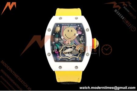 Richard Mille - RM88 Smiley White Ceramic Velcro Yellow Nylon Strap Skeleton Dial RMF Tourbillon
