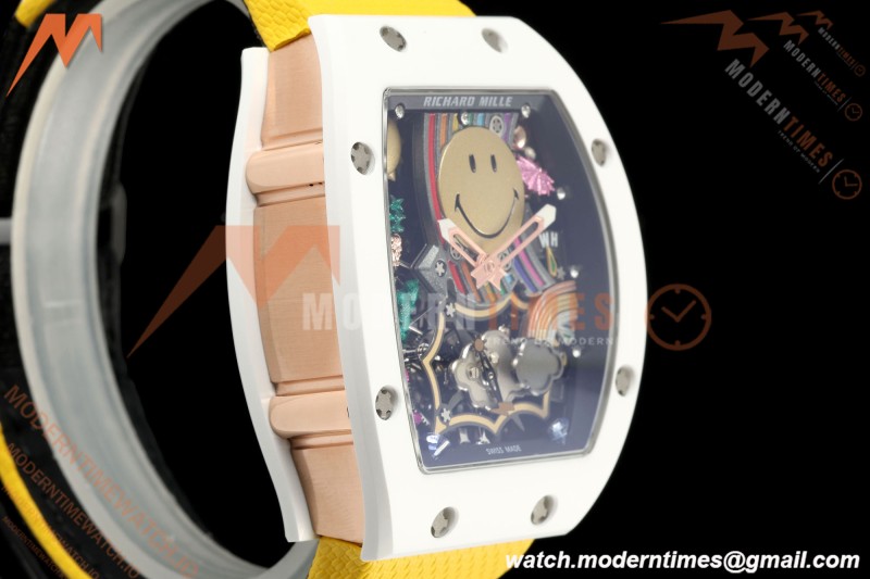 Richard Mille - RM88 Smiley White Ceramic Velcro Yellow Nylon Strap Skeleton Dial RMF Tourbillon