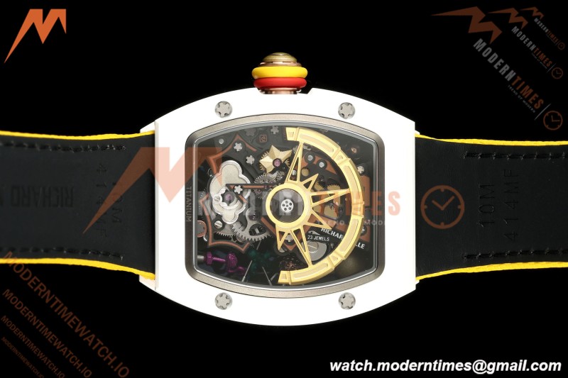 Richard Mille - RM88 Smiley White Ceramic Velcro Yellow Nylon Strap Skeleton Dial RMF Tourbillon
