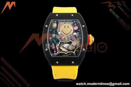 Richard Mille - RM88 Smiley Black Ceramic Velcro Yellow Nylon Strap Skeleton Dial RMF Tourbillon | 리차드 밀 - RM88 스마일리 블랙 세라믹 벨크로 옐로우 나일론 스트랩 스켈레톤 다이얼 RMF 투르비용