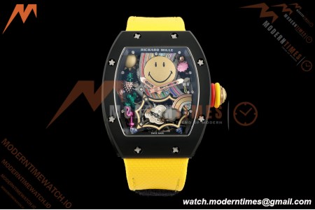 Richard Mille - RM88 Smiley Black Ceramic Velcro Yellow Nylon Strap Skeleton Dial RMF Tourbillon