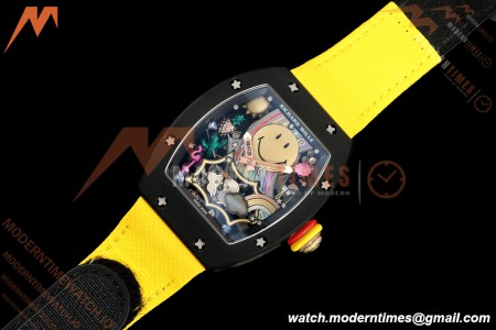 Richard Mille - RM88 Smiley Black Ceramic Velcro Yellow Nylon Strap Skeleton Dial RMF Tourbillon | 리차드 밀 - RM88 스마일리 블랙 세라믹 벨크로 옐로우 나일론 스트랩 스켈레톤 다이얼 RMF 투르비용