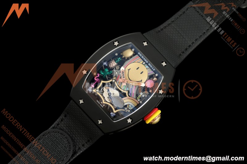 Richard Mille - RM88 Smiley Black Ceramic Velcro Black Nylon Strap Skeleton Dial RMF Tourbillon | 리차드 밀 - RM88 스마일리 블랙 세라믹 벨크로 블랙 나일론 스트랩 스켈레톤 다이얼 RMF 투르비용