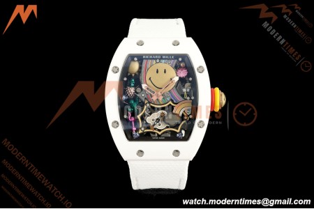 Richard Mille - RM88 Smiley White Ceramic Velcro White Nylon Strap Skeleton Dial RMF Tourbillon