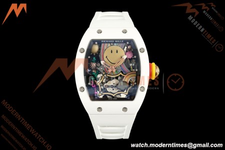 Richard Mille - RM88 Smiley White Ceramic White Rubber Strap Skeleton Dial RMF Tourbillon | 리차드 밀 - RM88 스마일리 화이트 세라믹 화이트 러버 스트랩 스켈레톤 다이얼 RMF 투르비용