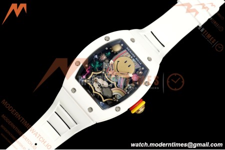 Richard Mille - RM88 Smiley White Ceramic White Rubber Strap Skeleton Dial RMF Tourbillon