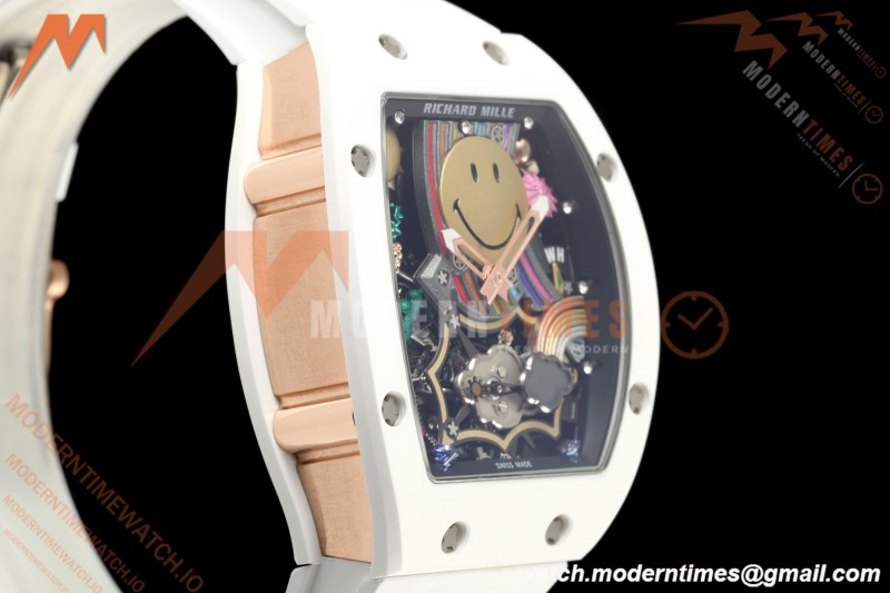 Richard Mille - RM88 Smiley White Ceramic White Rubber Strap Skeleton Dial RMF Tourbillon