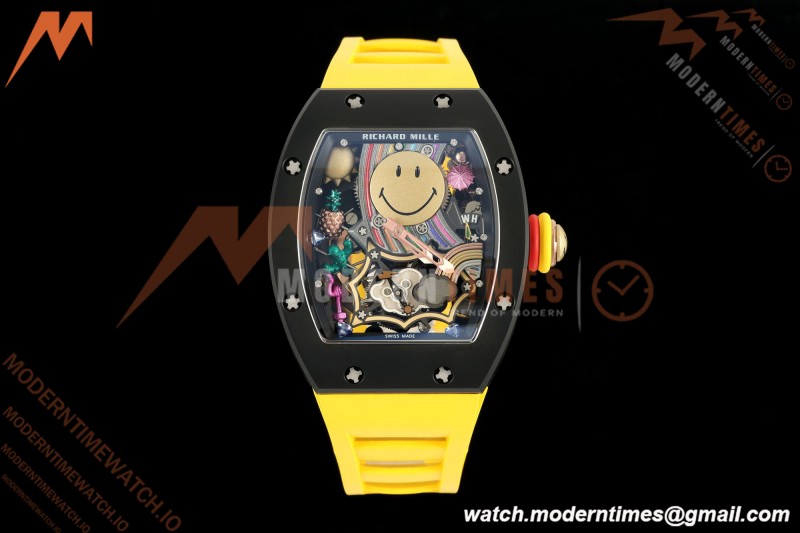 Richard Mille - RM88 Smiley Black Ceramic Yellow Rubber Strap Skeleton Dial RMF Tourbillon