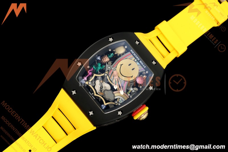 Richard Mille - RM88 Smiley Black Ceramic Yellow Rubber Strap Skeleton Dial RMF Tourbillon
