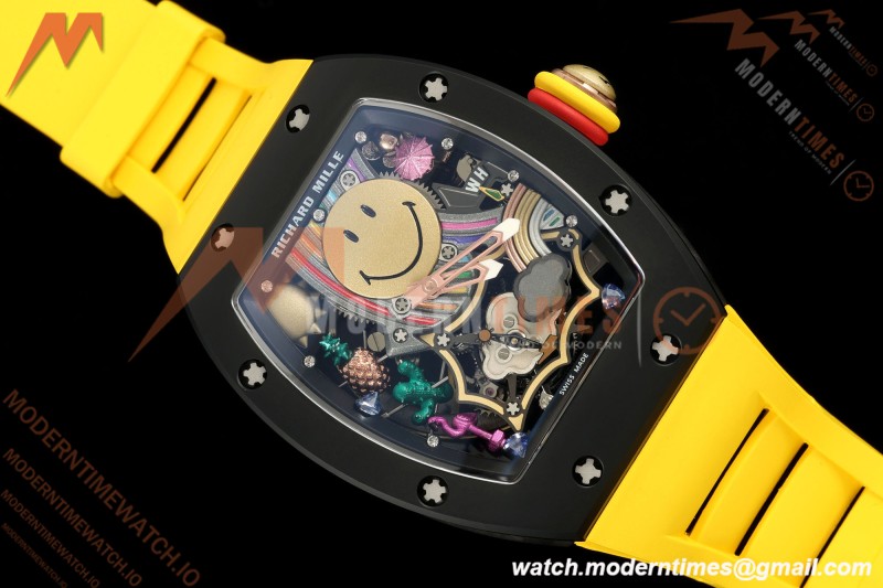 Richard Mille - RM88 Smiley Black Ceramic Yellow Rubber Strap Skeleton Dial RMF Tourbillon