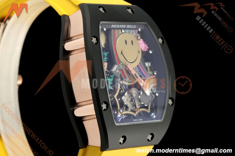 Richard Mille - RM88 Smiley Black Ceramic Yellow Rubber Strap Skeleton Dial RMF Tourbillon