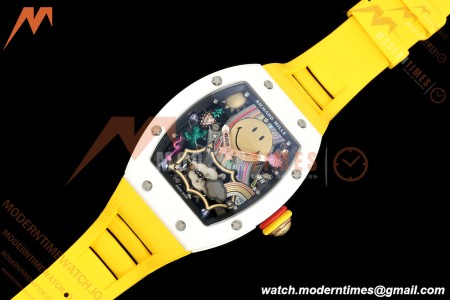 Richard Mille - RM88 Smiley White Ceramic Yellow Rubber Strap Skeleton Dial RMF Tourbillon | 리차드 밀 - RM88 스마일리 화이트 세라믹 옐로우 러버 스트랩 스켈레톤 다이얼 RMF 투르비용