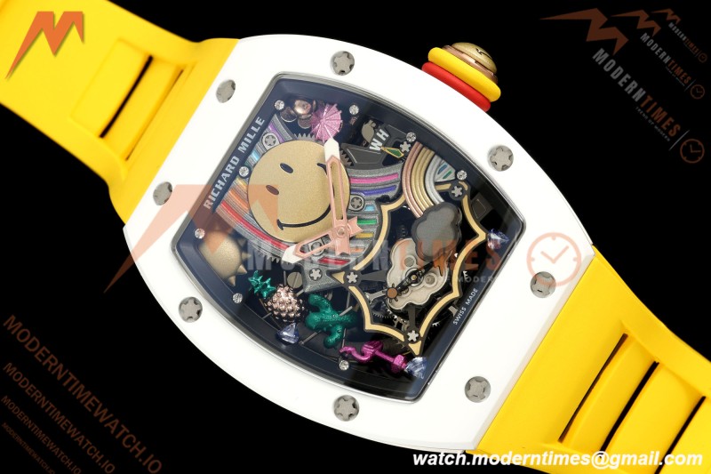 Richard Mille - RM88 Smiley White Ceramic Yellow Rubber Strap Skeleton Dial RMF Tourbillon