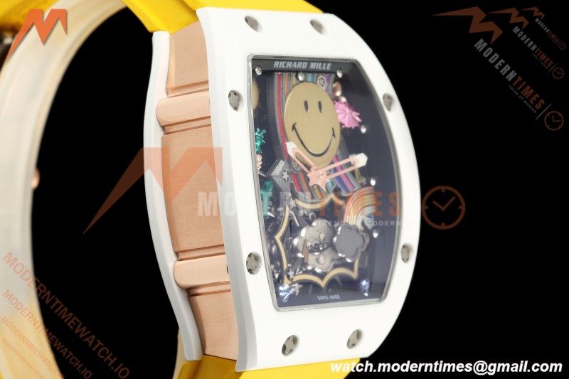 Richard Mille - RM88 Smiley White Ceramic Yellow Rubber Strap Skeleton Dial RMF Tourbillon