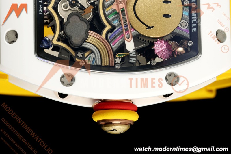 Richard Mille - RM88 Smiley White Ceramic Yellow Rubber Strap Skeleton Dial RMF Tourbillon