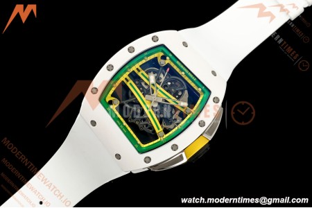 Richard Mille - RM061 Asian Limited Edition White Ceramic Wht/Grn/Yelw Skeleton RF Free Sprung Titanium RMUL2