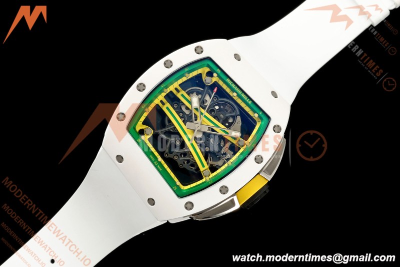 Richard Mille - RM061 Asian Limited Edition White Ceramic Wht/Grn/Yelw Skeleton RF Free Sprung Titanium RMUL2