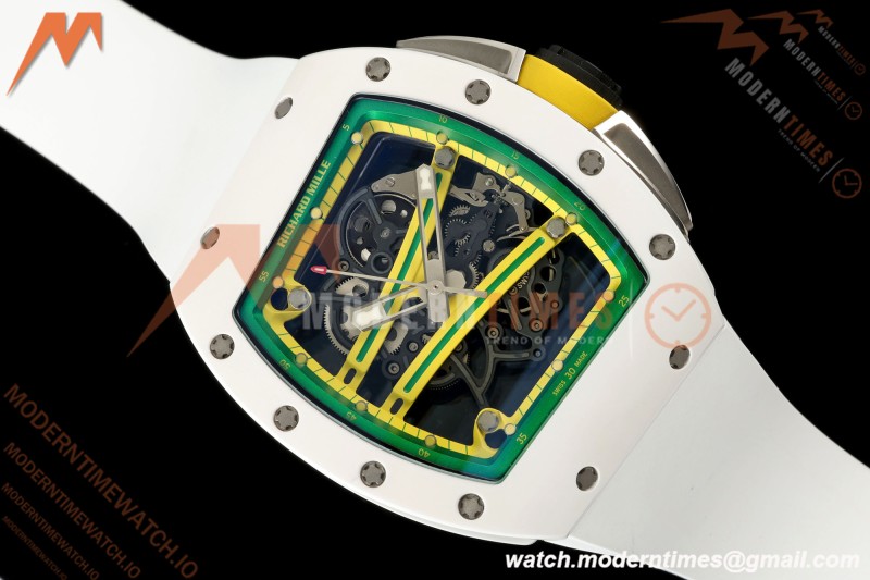 Richard Mille - RM061 Asian Limited Edition White Ceramic Wht/Grn/Yelw Skeleton RF Free Sprung Titanium RMUL2