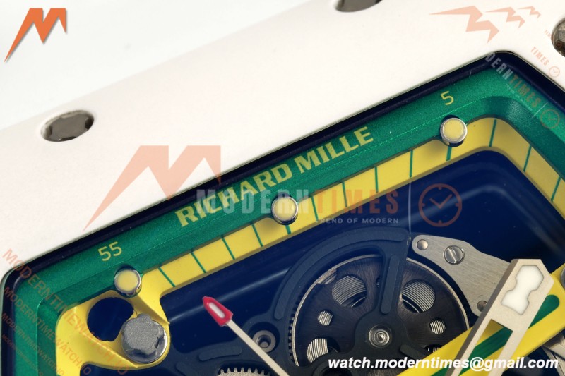 Richard Mille - RM061 Asian Limited Edition White Ceramic Wht/Grn/Yelw Skeleton RF Free Sprung Titanium RMUL2