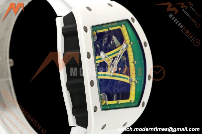 Richard Mille - RM061 Asian Limited Edition White Ceramic Wht/Grn/Yelw Skeleton RF Free Sprung Titanium RMUL2