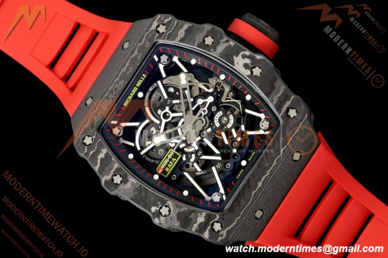 Richard Mille - RM35-02 Custom Made Black NTPT MOD Case FC/RU Red/Blk Skeleton VAF RMAL1 Free Sprung