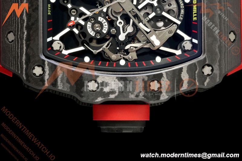 Richard Mille - RM35-02 Custom Made Black NTPT MOD Case FC/RU Red/Blk Skeleton VAF RMAL1 Free Sprung