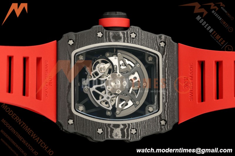 Richard Mille - RM35-02 Custom Made Black NTPT MOD Case FC/RU Red/Blk Skeleton VAF RMAL1 Free Sprung