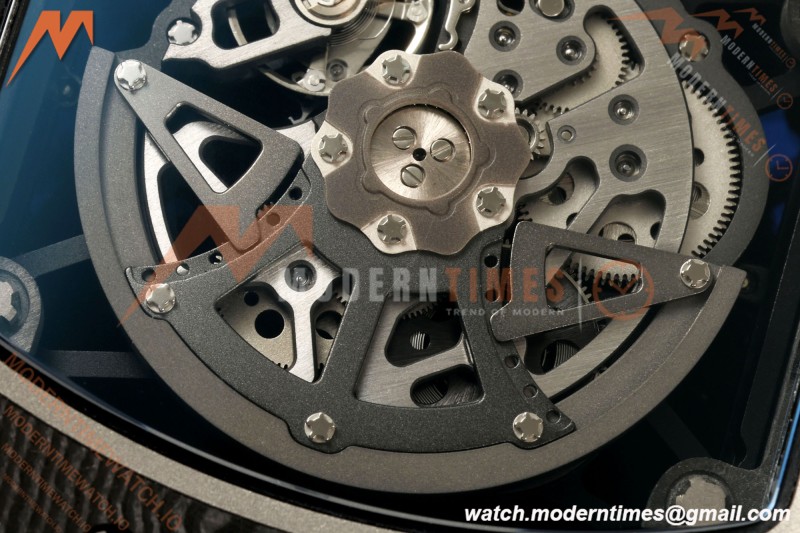 Richard Mille - RM35-02 Custom Made Black NTPT MOD Case FC/RU Red/Blk Skeleton VAF RMAL1 Free Sprung