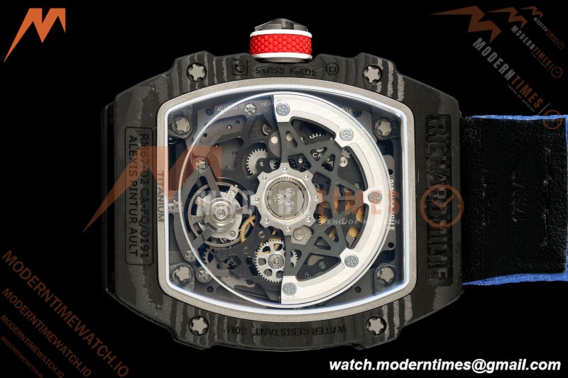 Richard Mille - RM67-02 Sebastien Ogier France Edition Black NTPT Blk/Wht Skeleton AVF CRMA7 | 리차드 밀 - RM67-02 세바스티앙 오지에 프랑스 에디션 블랙 NTPT 블랙/화이트 스켈레톤 AVF CRMA7