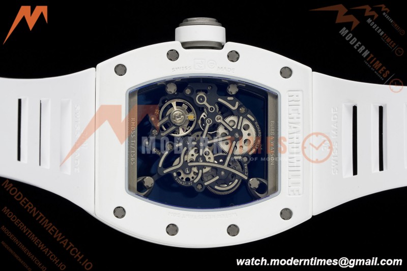Richard Mille - RM055 Bubba Watson White CER/RU Blk/Blk Rehaut Skeleton Brushed Ribs RF RMUL2