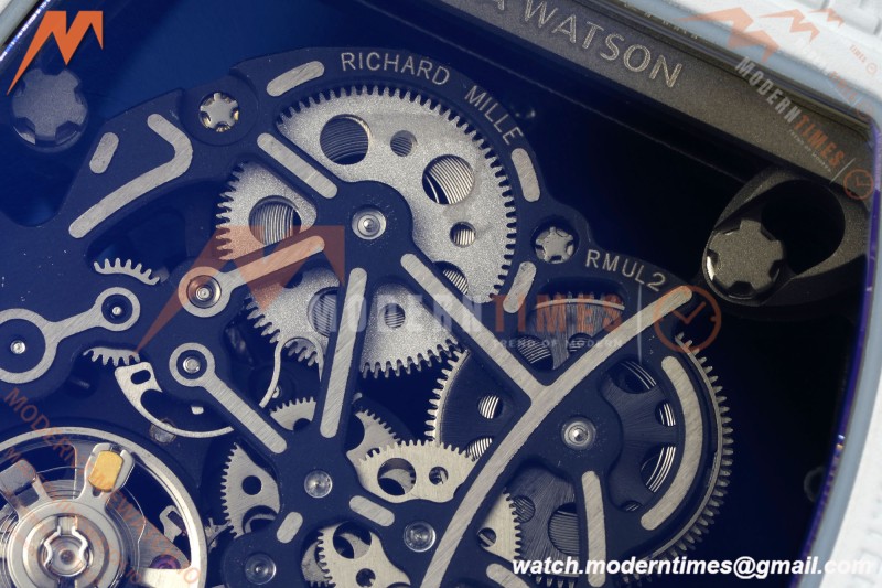 Richard Mille - RM055 Bubba Watson White CER/RU Blk/Wht Rehaut Skeleton Brushed Ribs RF RMUL2