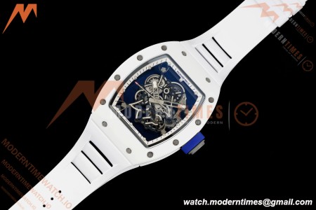 Richard Mille - RM055 Bubba Watson White CER/RU Blk/Wht Rehaut Skeleton Brushed Ribs RF RMUL2